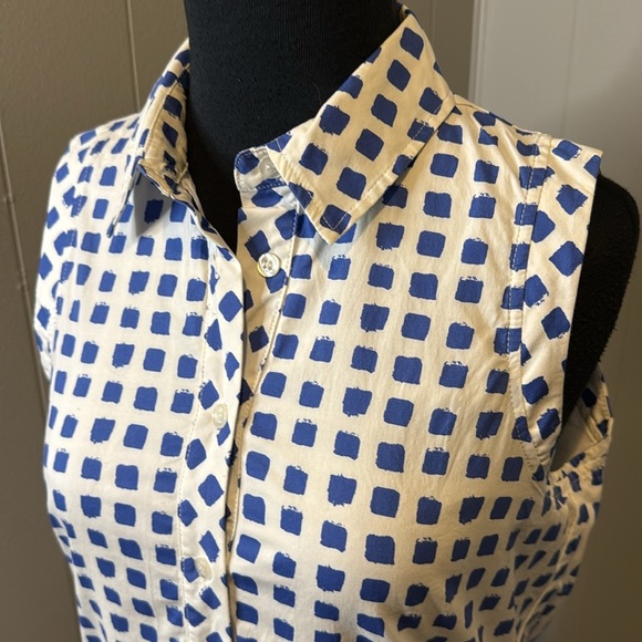 Vineyard Vines Women’s 2 Collared Sleeveless Midi Dress Square Pattern Button - Picture 2 of 8